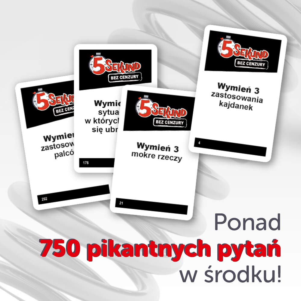 Trefl, 5 Sekund Bez Cenzury, Dynamiczna Gra Dla Dorosłych, Karty z Pytaniami, Czasomierz, Zabawne Pytania, Towarzyskie Spotkanie, Integracja, Impreza, Gra dla Osób od 18 Lat