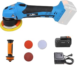 20V Cordless Car Buffer Polisher,5-Inch Dual Action Round Orbital Polisher with 6 Variable Speeds,Anti-vibration Handle,Car Sanding Polishing Waxing,4.0Ah Battery and fast charger