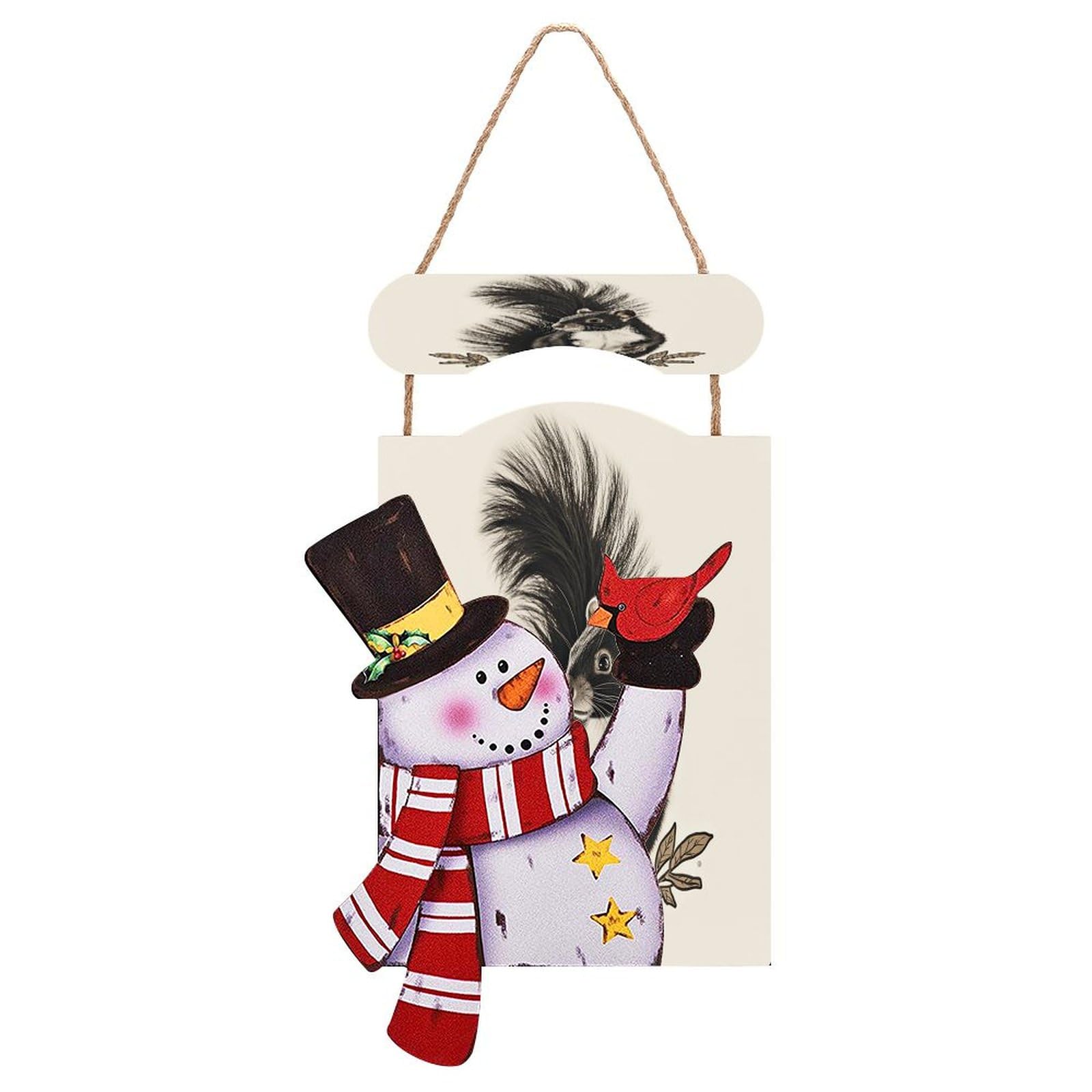 Panneau en bois bonhomme de neige haut de gamme avec imprimé mouffette pour entrée raffinée