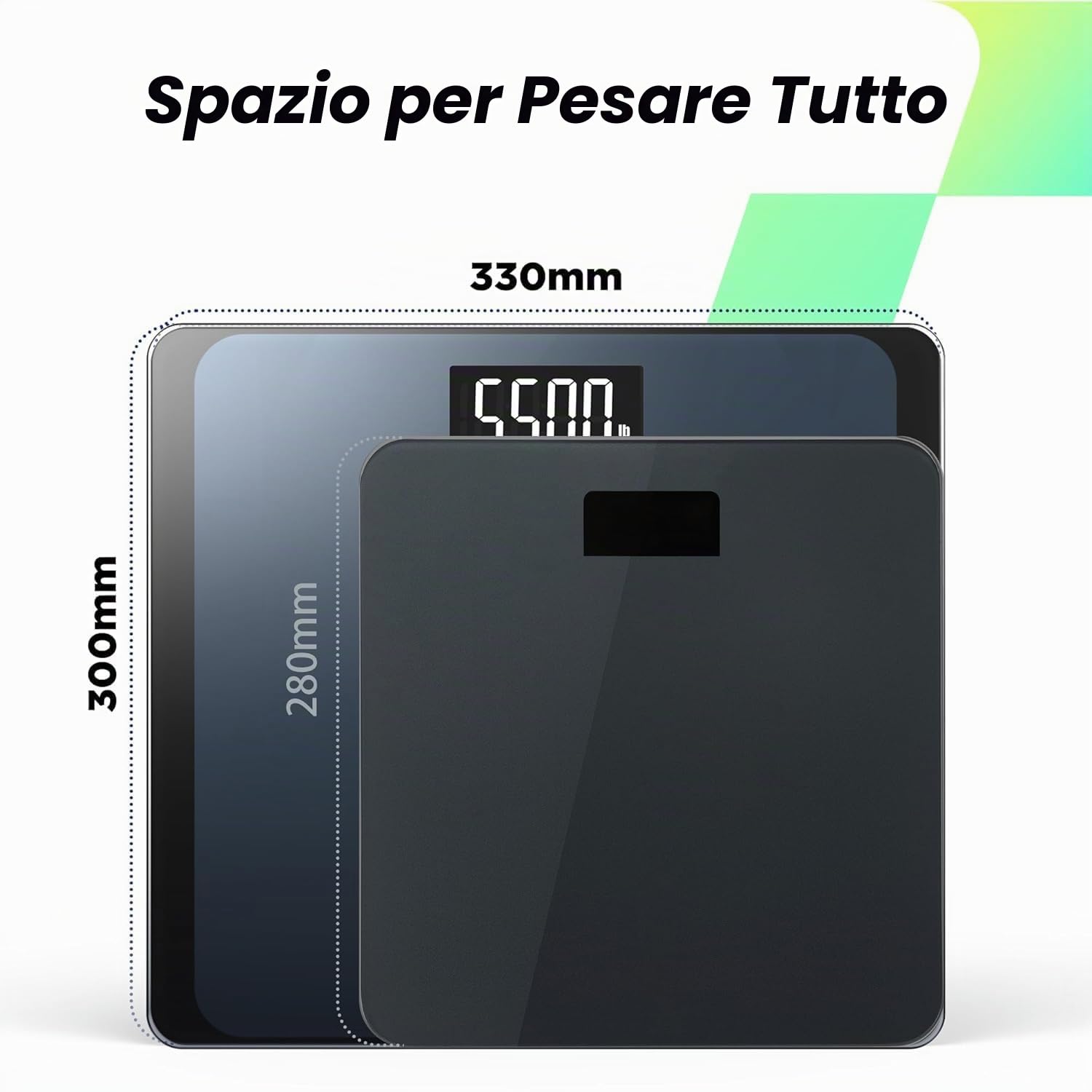 RunStar Bilancia Pesapersone Digitale da 250kg per Il peso Corporeo con Piattaforma Ultra Ampia e Ampio Display LCD, Bilancia ad Alta Precisione con Capacità Extra Elevata