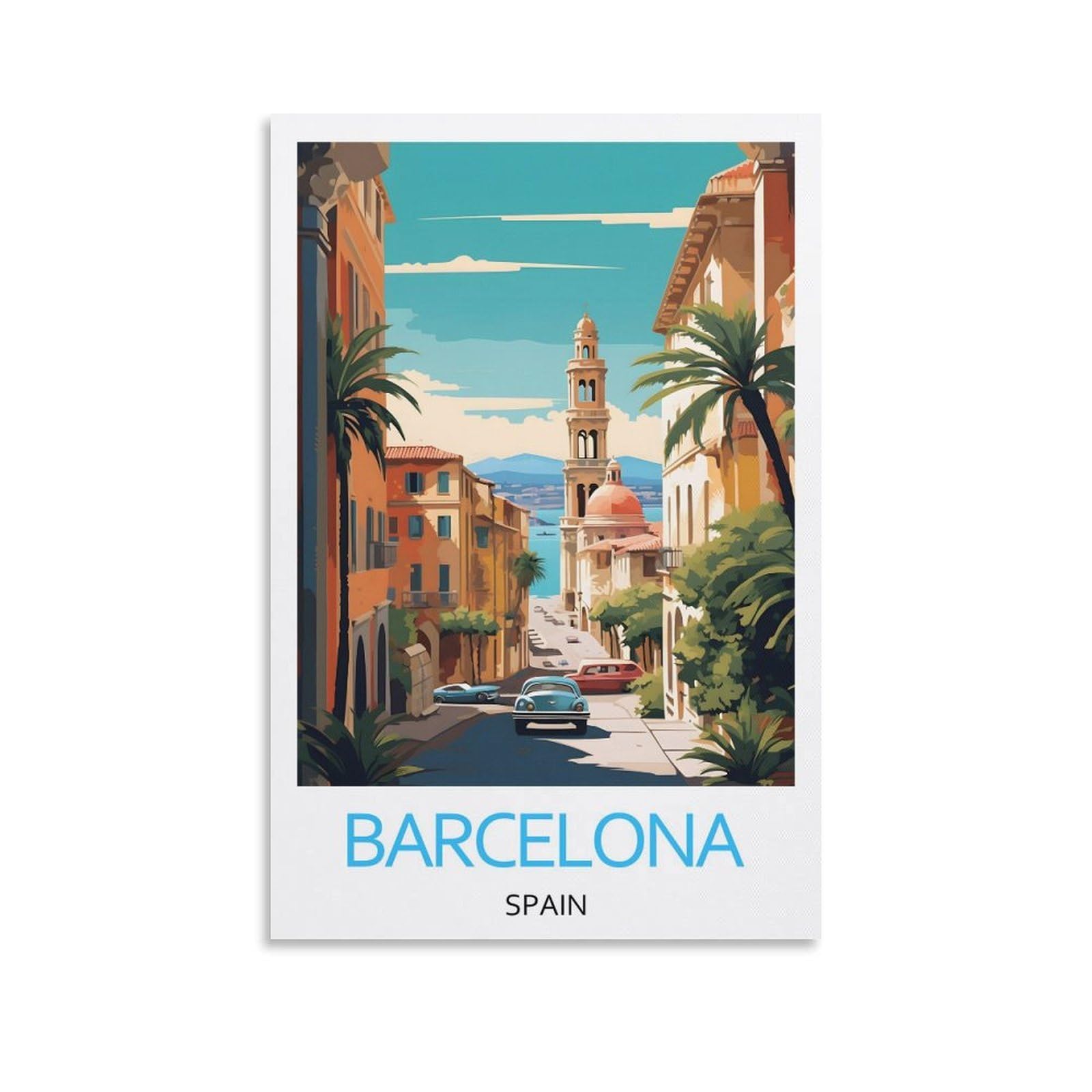 YJNENG Canvas Art Picture Barcelona Spain Wall Decor Art Painting Posters Modern Family Decorative Poster 12x18inch(30x45cm)