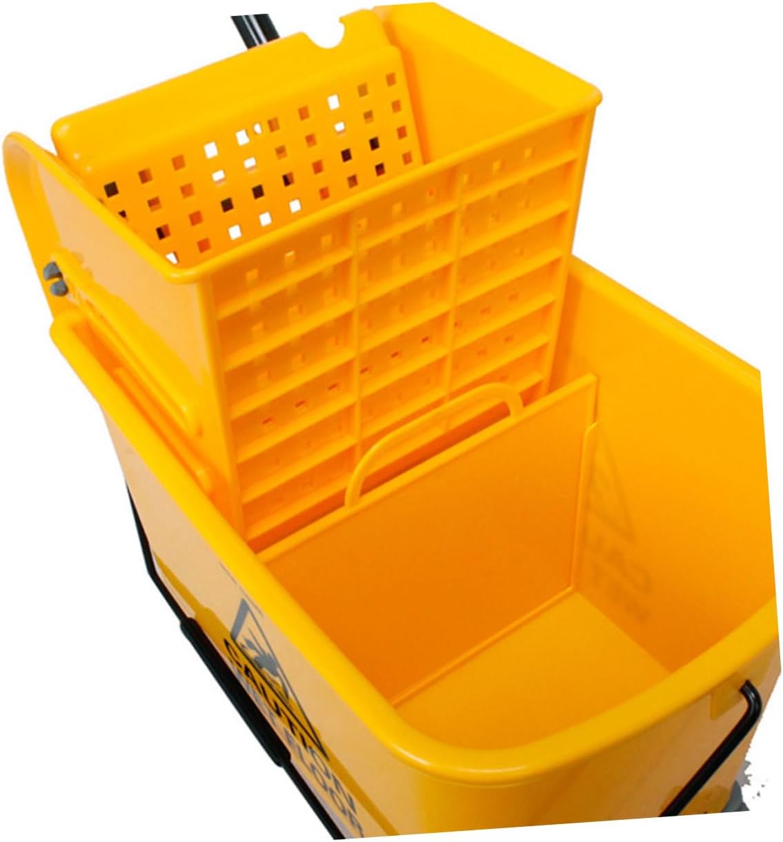 PartyKindom Mop Bucket Wheels with Side Press Durable Yellow Commercial Mop Cleaning Accessory Smooth Rolling Casters for for Use