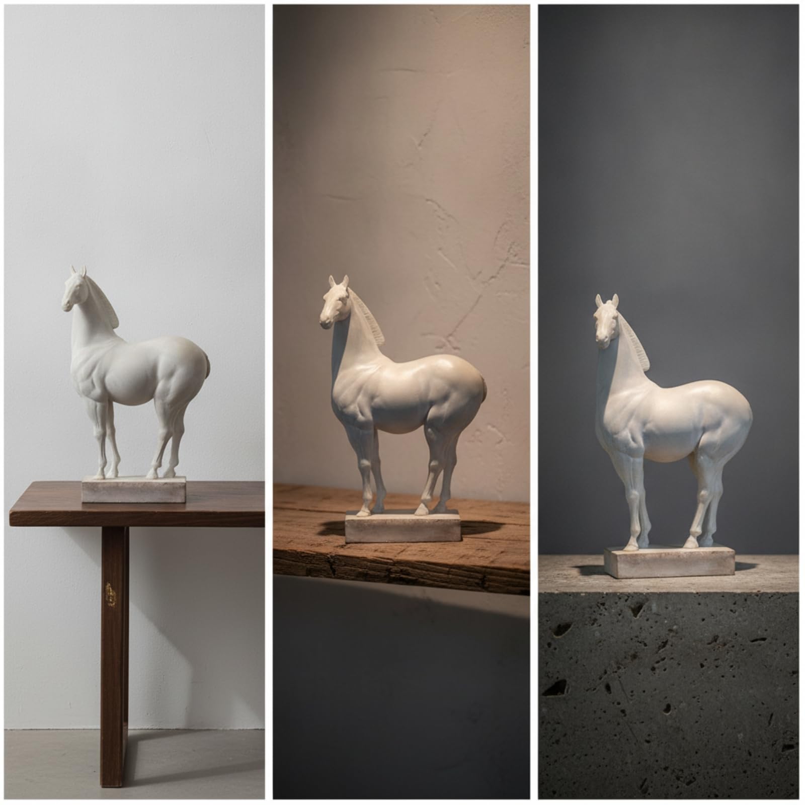 KESOTO Statua Cavallo Astratto Scultura Testa Animale Busto Decorativo Moderno in Resina Marmo Carattere Estetico con Base Solida Verticale Adatta per, Medio 24 12 H41cm