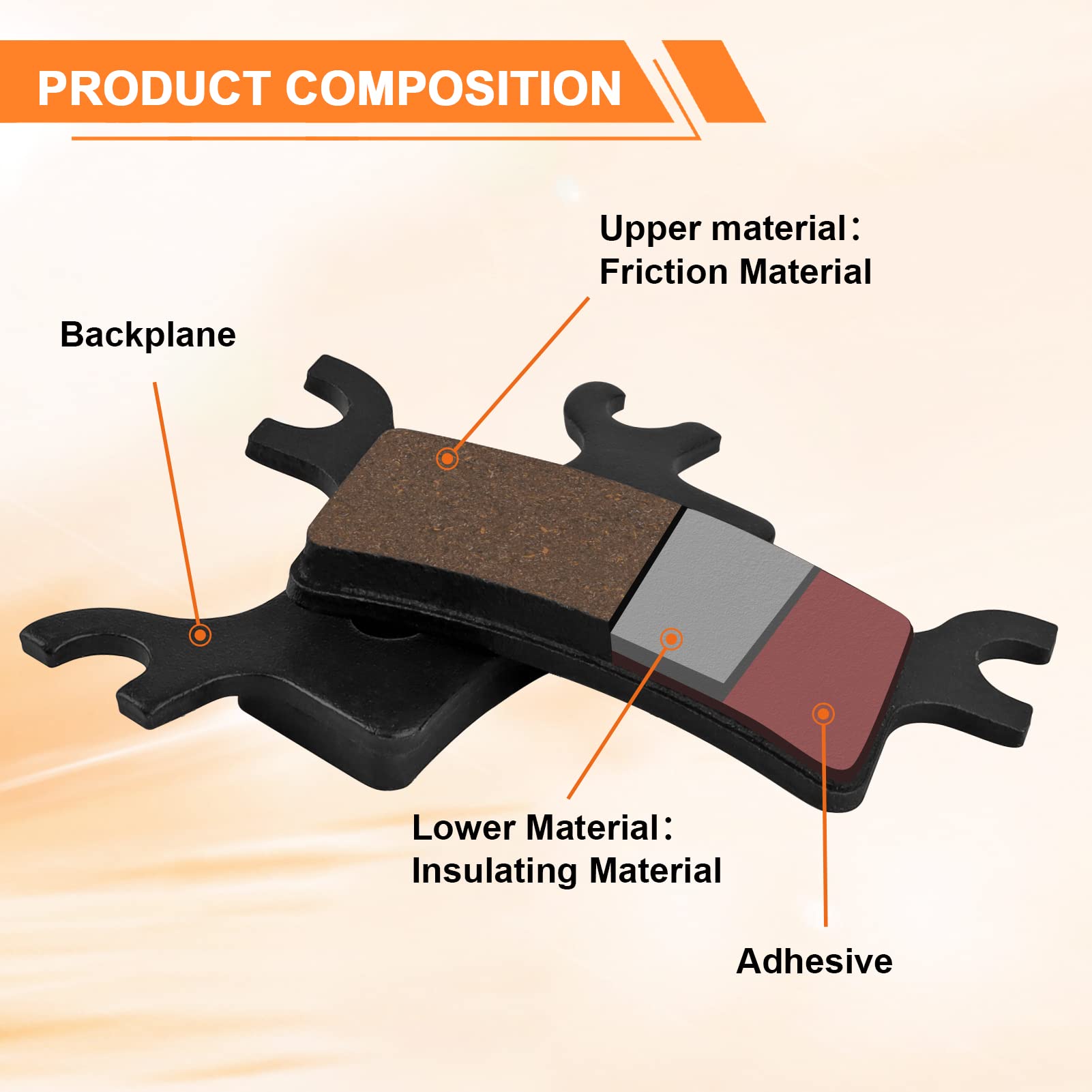 Polaris Sportsman 700 Front And Rear Brake Pads For Polaris Sportsman 400 450 500 600 700 800 EFI/HO 2x4 4x4, Scrambler 400 500, Trail Boss 330, Magnum 325 330 500, Trail Blazer 250 330, Xpedition 325, ATV 500 Atv Accessories Polaris - Foto 5