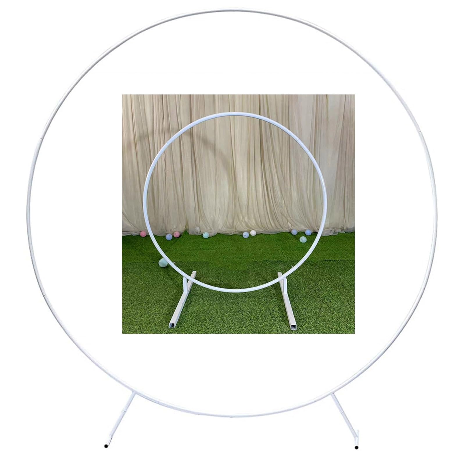 Arco De Globo Set De Arco De Globo De Metal Decoración Reutilizable, Arco De Boda Redondo, Arco De Boda De Metal, para Bodas, Cumpleaños, Graduaciones, Fiestas(White,1.5m)