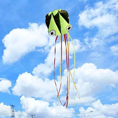 Miniatura 5 de Juego de 3 cometas grandes de pulpo de 157.5 pulgadas de alto con dibujos animados grandes y redondos con cinta colorida y tabla de cometas con