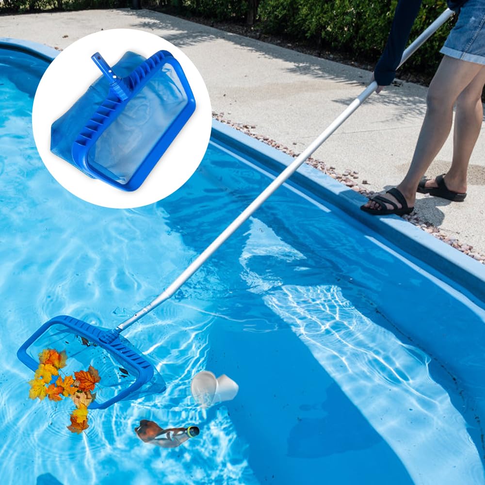 Retino per Piscina, Retino Superficie per Piscina, Pool Skimmer Net, Pool Leaf Skimmer Net, Plastic Framed Fine Mesh Net, per Tutte Le aste telescopiche, Blu