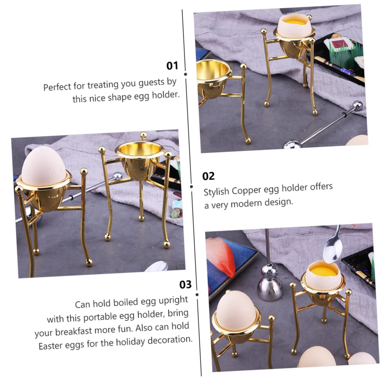 Amosfun 2 Pièces casier à Oeufs coquetier Tasse cartons d'oeufs réutilisables accesoire Cuisine Support Tableau coquetier Oeuf œufs Support à Oeufs de Cuisine Plateau d'oeufs cuivre
