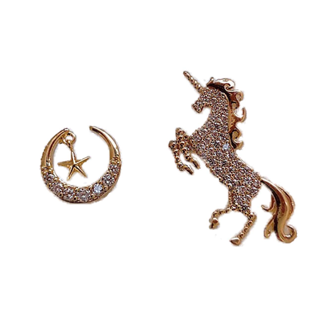 Amazon | ピアス レディース ペガサス 馬 星 月 ジルコニア
