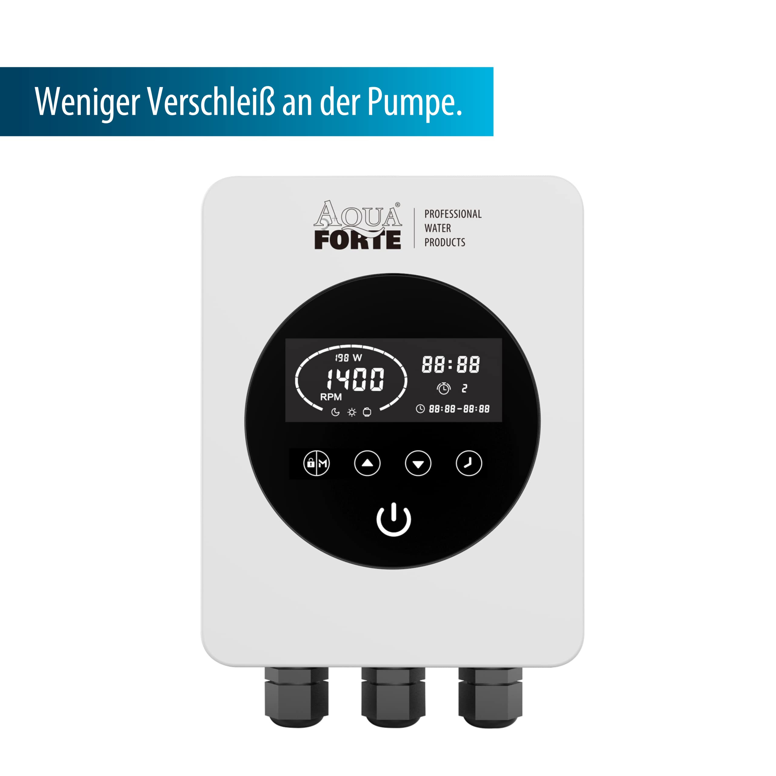 AQUAFORTE Vario+ 1100 convertitore di frequenza con Touch Screen, 1 Fase AC, Tensione di Ingresso 220-240 V, Controllo della velocità per Pompe Piscina, 4 Diversi Timer al Giorno, Ecologico