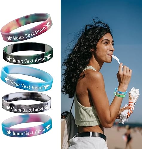Miniatura 6 de Wellproof Pulseras de silicona personalizadas a granel, pulsera de goma personalizada de 12 pulgada con mensaje de texto, pulseras de goma