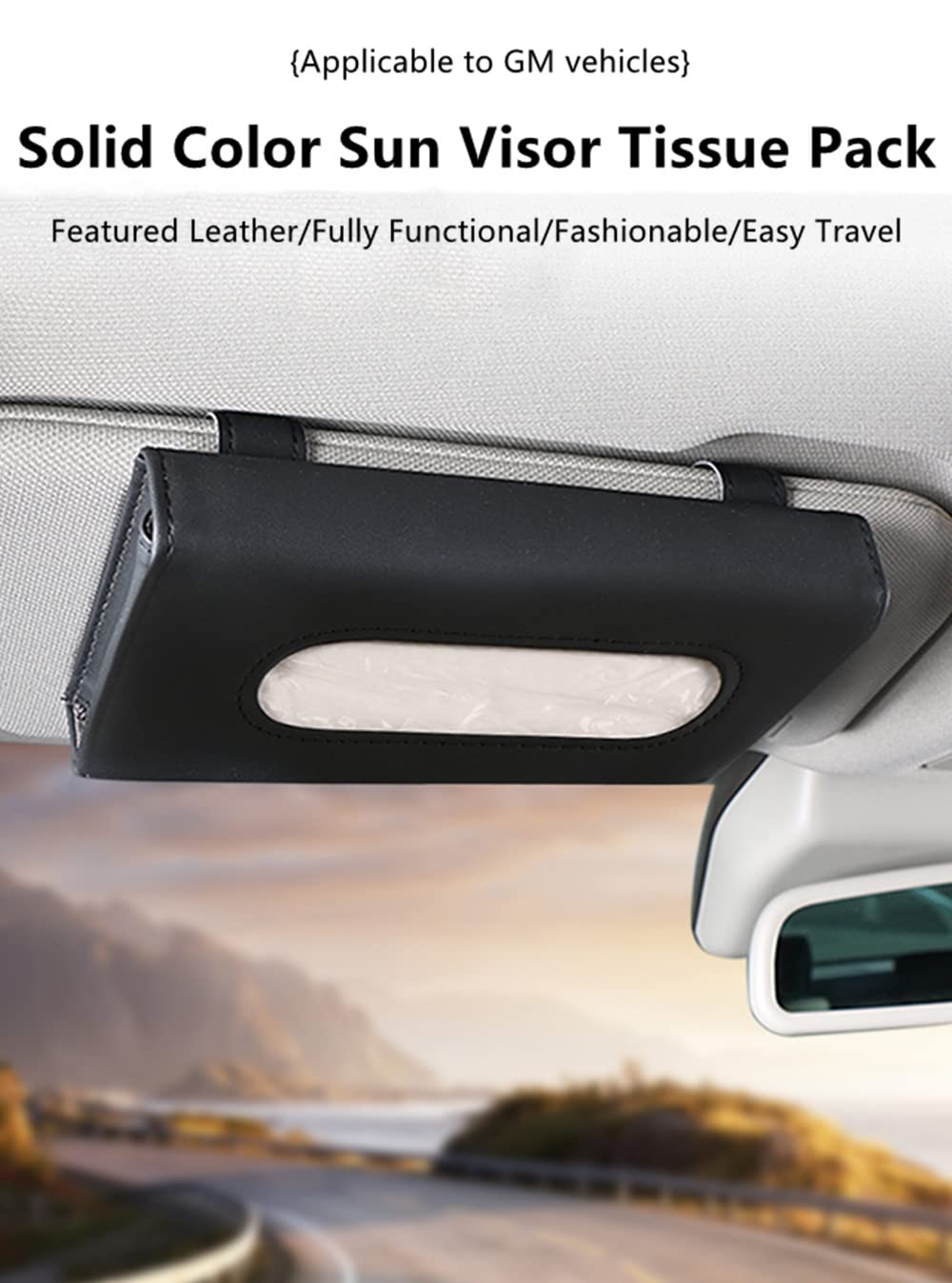 Boîte à mouchoirs de voiture, pare-soleil, siège arrière, toit ouvrant, boîte à mouchoirs à suspendre, support de mouchoirs de voiture en cuir compatible avec la plupart des voitures (beige)