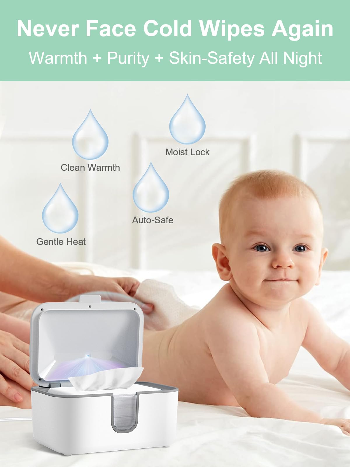 MOMYEASY Chauffe-lingettes pour bébé, distributeur de lingettes de grande capacité avec 3 modes de température, chauffe-couches chauffant uniforme avec veilleuse pour bébés/adultes