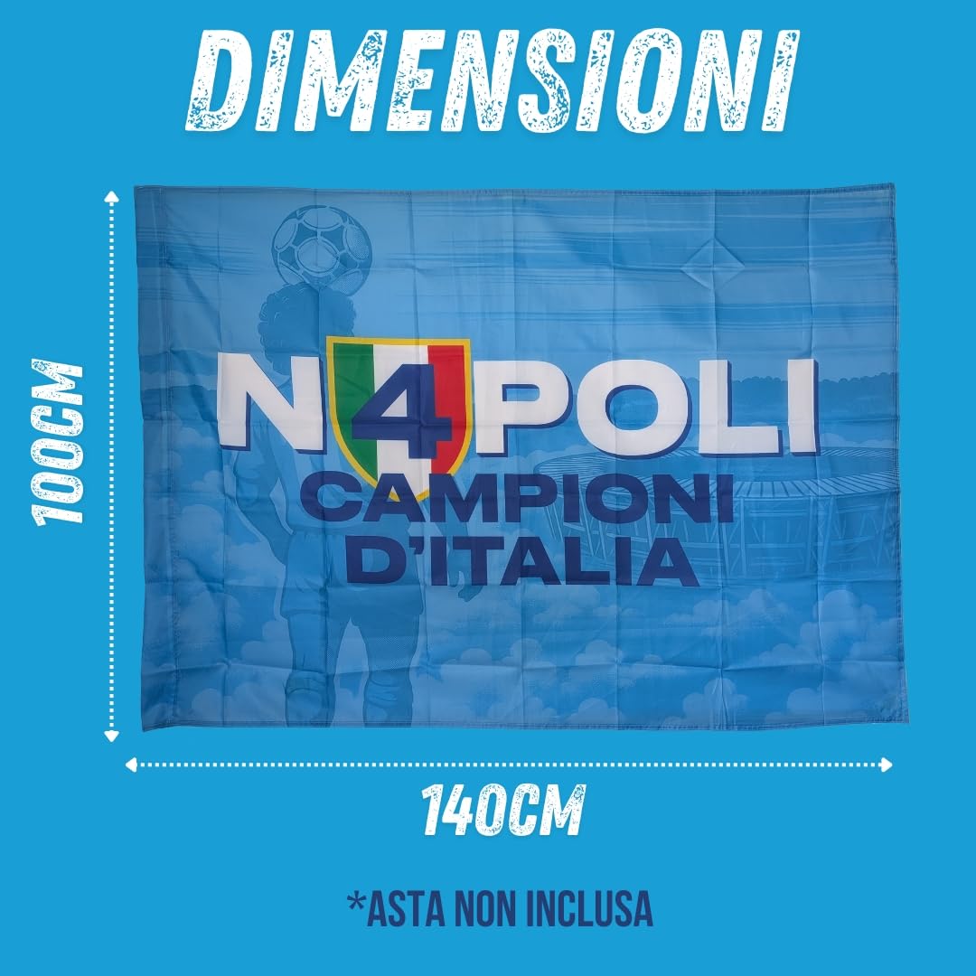 Bandiera Napoli 4 Scudetto - Napoli Torna Campione 2024/25 - Il Miglior Gadget