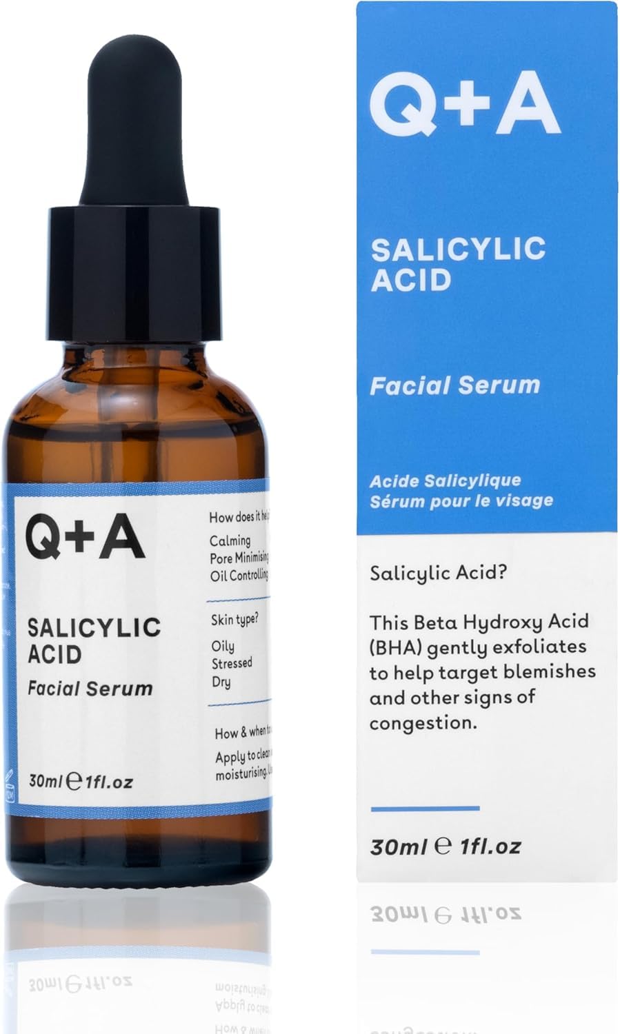 Q+A Salicylic Acid Serum (30ml), Exfoliating, Pore-Minimising and Oil-Controlling Face Serum for Blemish-Prone Skin