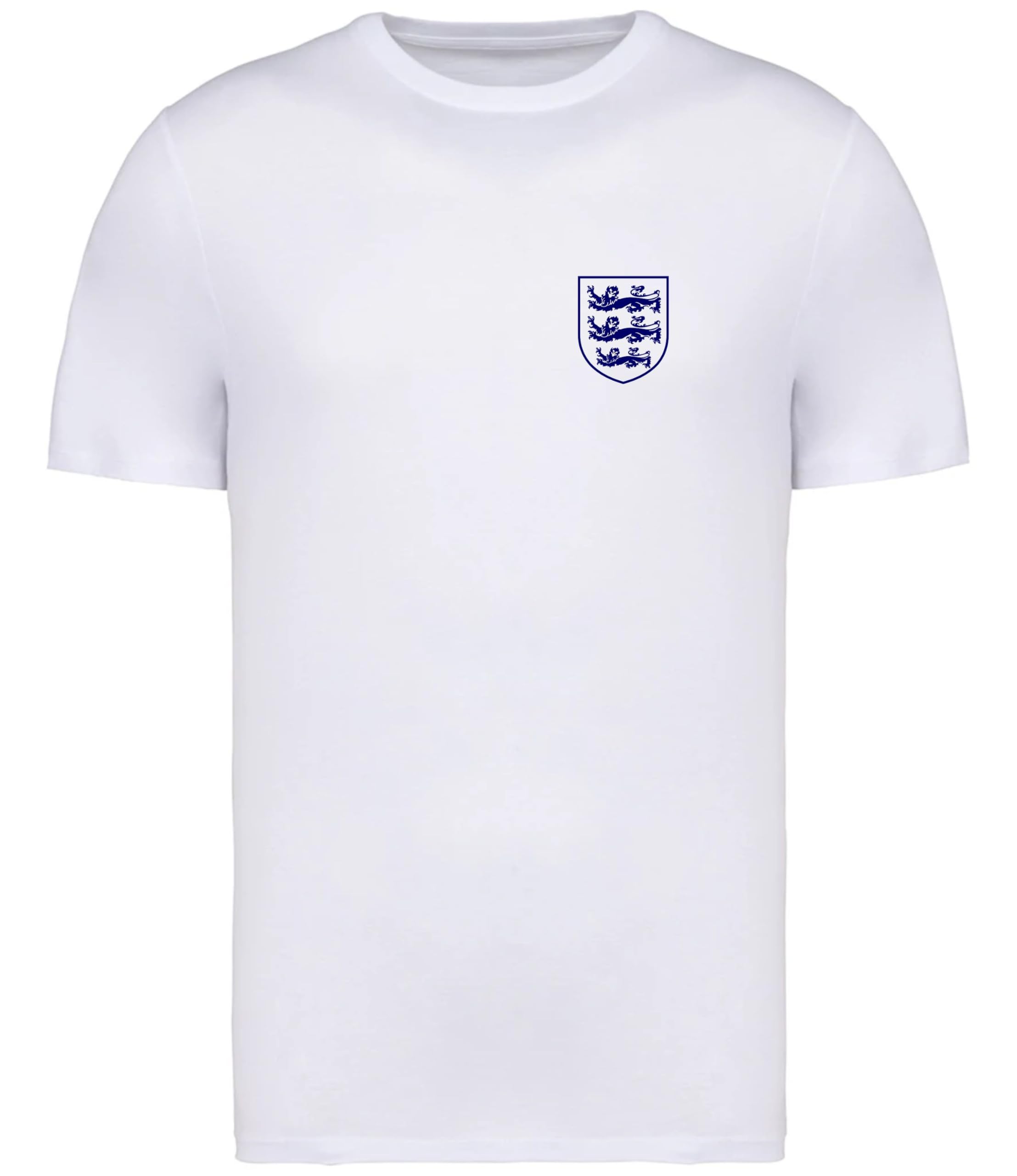Cyclops Print England 3 Lions T-Shirt - Kids Sizes- 100% Cotton, Small Crest Motif, Regular Fit, Crew Neck, White-Red and Navy Available (UK, Numeric, 10, Regular, Regular, White)