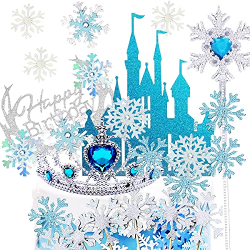 Doyomtoy Lot de 25 baguettes magiques et couronne de princesse pour gâteau de princesse - Décoration de gâteau pour fête