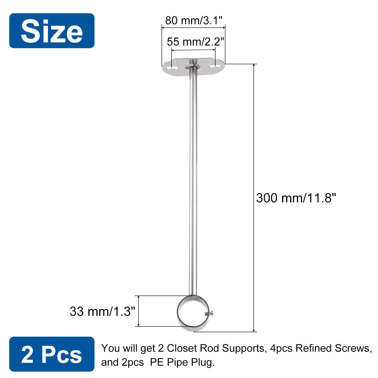 uxcell 2 Pcs Curtain Rod Brackets 32mm(1 1/4