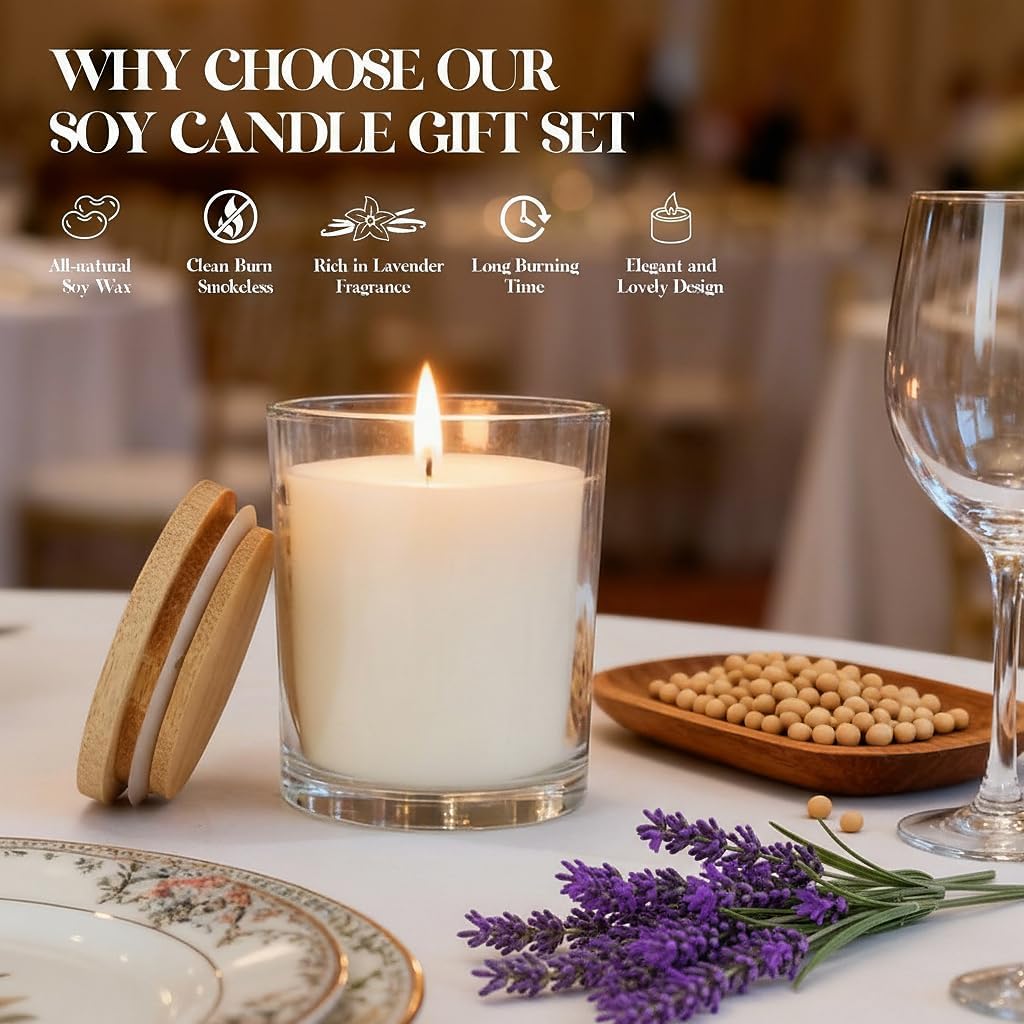 Set di 12 candele profumate alla lavanda da 170 g, candele per aromaterapia in pura cera di soia, fragranza rilassante per la casa, confezione regalo sfusa per matrimoni, bomboniere, spa e