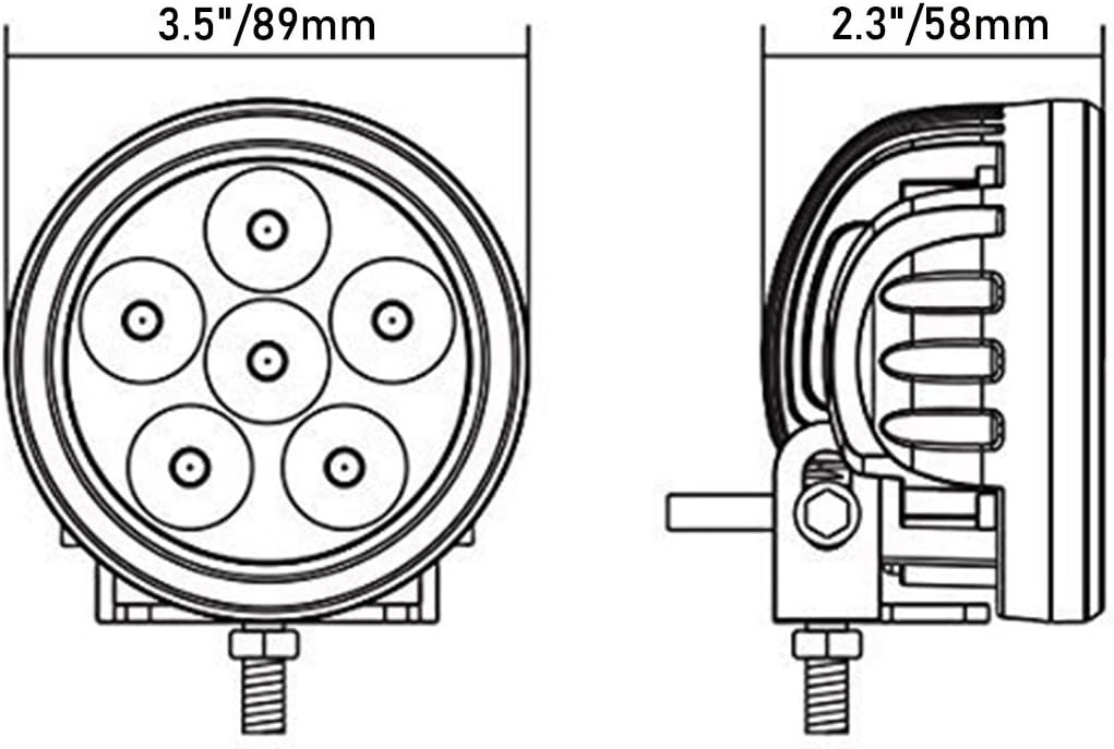 Lightronic Offroad LED Fog & Driving Light/Pods Light, 3.5" Round Compact Size for Truck/SUV, 6000K Cool-White Long-Range 10° Spot Beam, Corrosion Resistant Waterproof, 12V/24V DC, 2-Pack