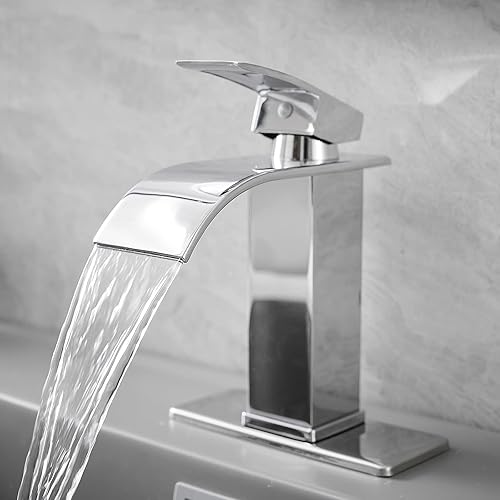 Miniatura 3 de Bathfinesse Grifo de lavabo de baño de una sola manija para cascada de acero inoxidable, grifo de baño comercial, grifo de baño para bañera y lavabo