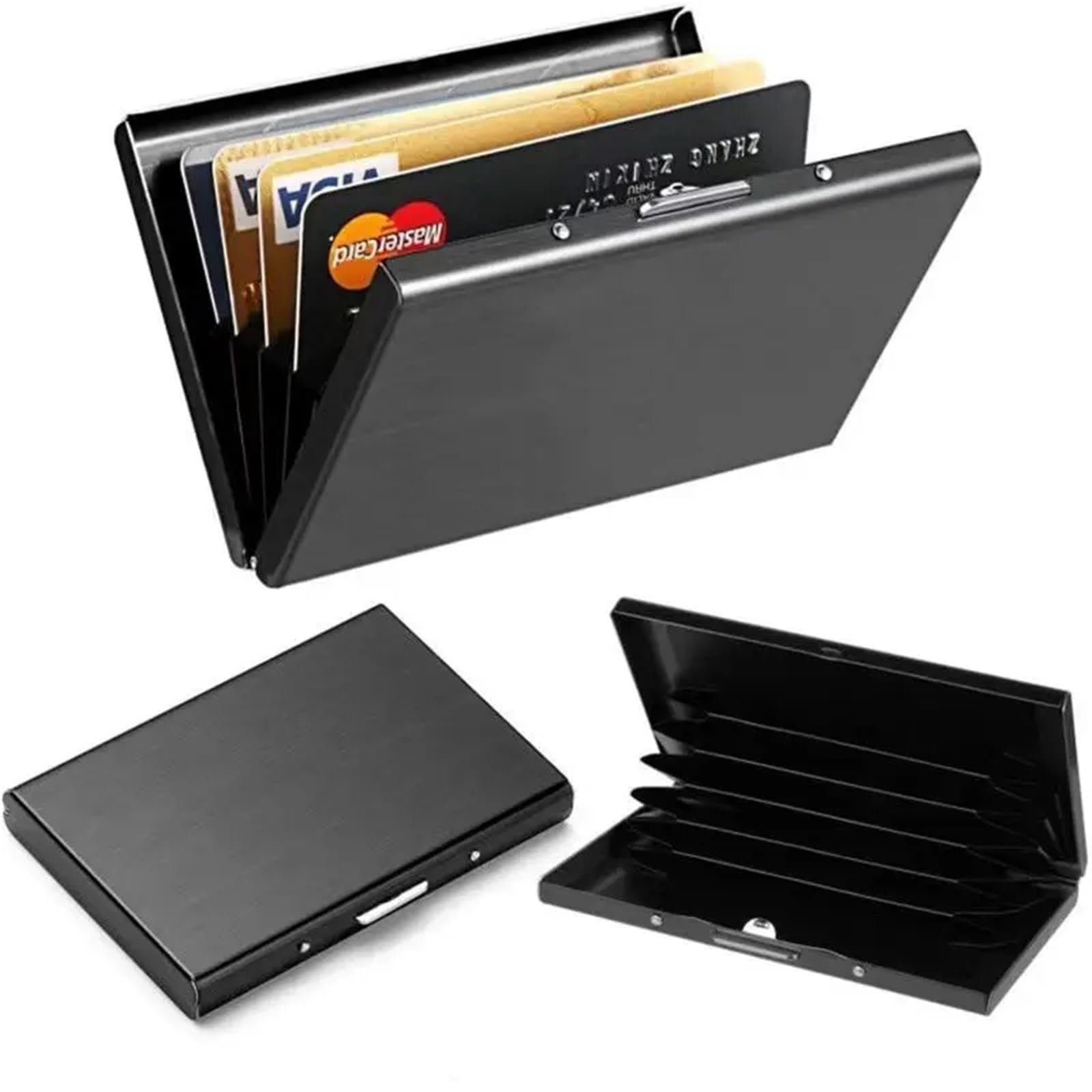 Vaeltor Black 10Pcs 6 Cards Large Capacity Credit Holder Slim Wallet Case Business Card Protection Hold(Black)