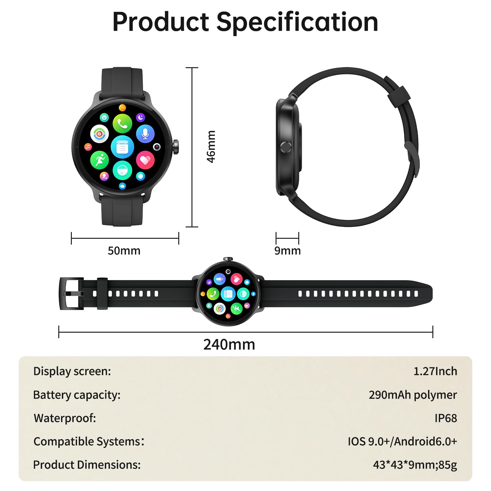 Smart Watch for Men Women(Answer/Make Calls), Smartwatch Built-in AI Voice, 1.27" HD Fitness Tracker with Heart Rate/Sleep/Step/SpO2 Monitor, 100+ Sports Modes, IP68 Waterproof Watch for Android iOS