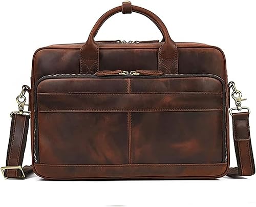 Maletines de cuero de grano completo para laptop, de 15.6 pulgadas, para hombres y mujeres, retro