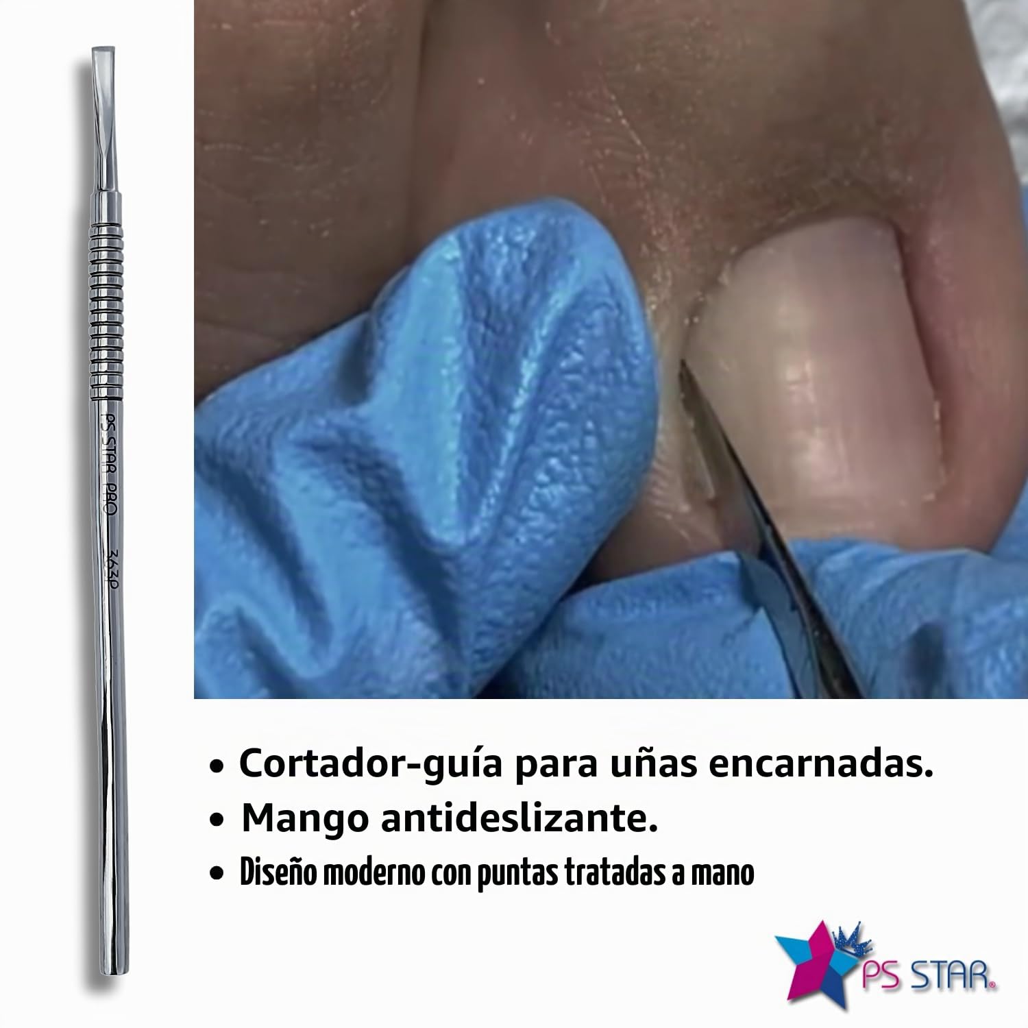 Guía para uñas encarnadas, Ps Star 363P PODO PRO. Guía de podología para uñas encarnadas. Ideal para pedicura y podología. Acero quirúrgico con aleación de cobalto