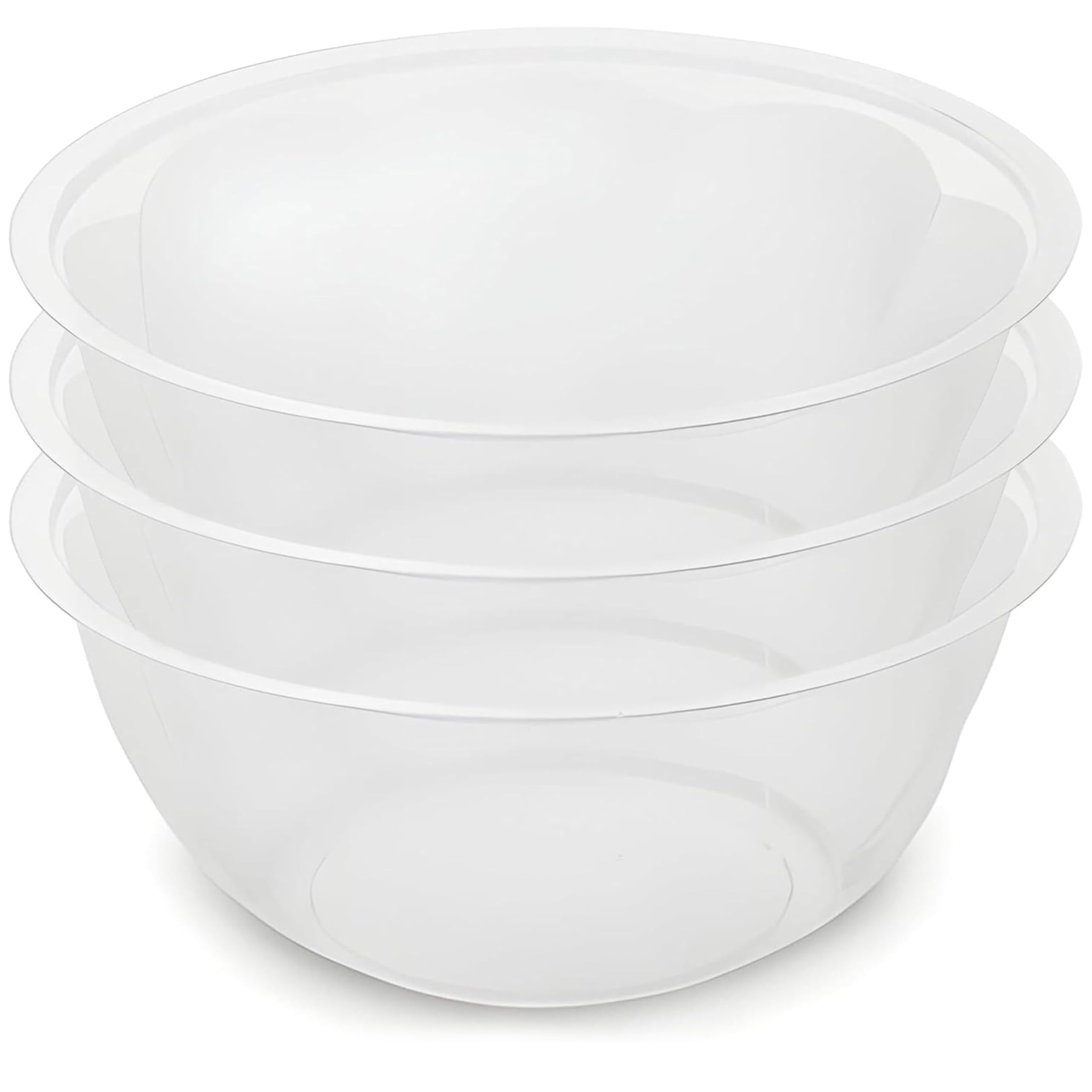 Ploutos World Wide Multi Pack Clear BPA-Free Plastic Mixing Bowl Set – Durable, Lightweight Nesting Kitchen Bowls 7L, 4L, 2.5L & 1L for Mixing, Baking, Cooking & Serving (3, 4L)