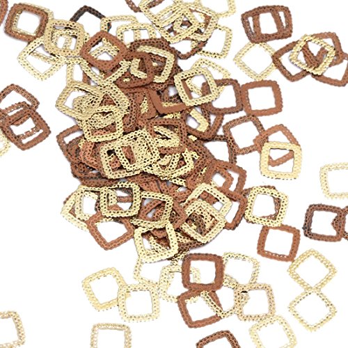 BMC 120pc Flexible Gold Metal Lace Square Cut Out Nail Art Decorative Confetti
