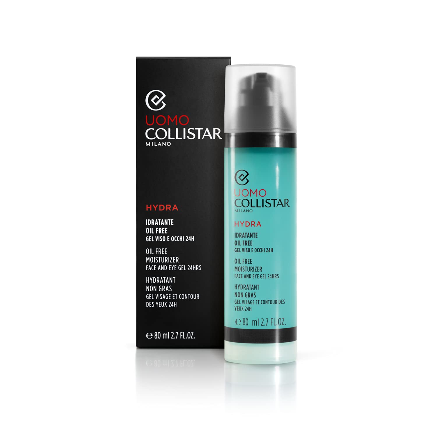 Collistar Hydra Uomo Idratante Oil Free Gel Viso e Occhi, Gel ultra fresco, Idratazione immediata & Attivi Puri Uomo Siero Acido Ialuronico Idratante Liftante, Siero ricompattante anti-rughe