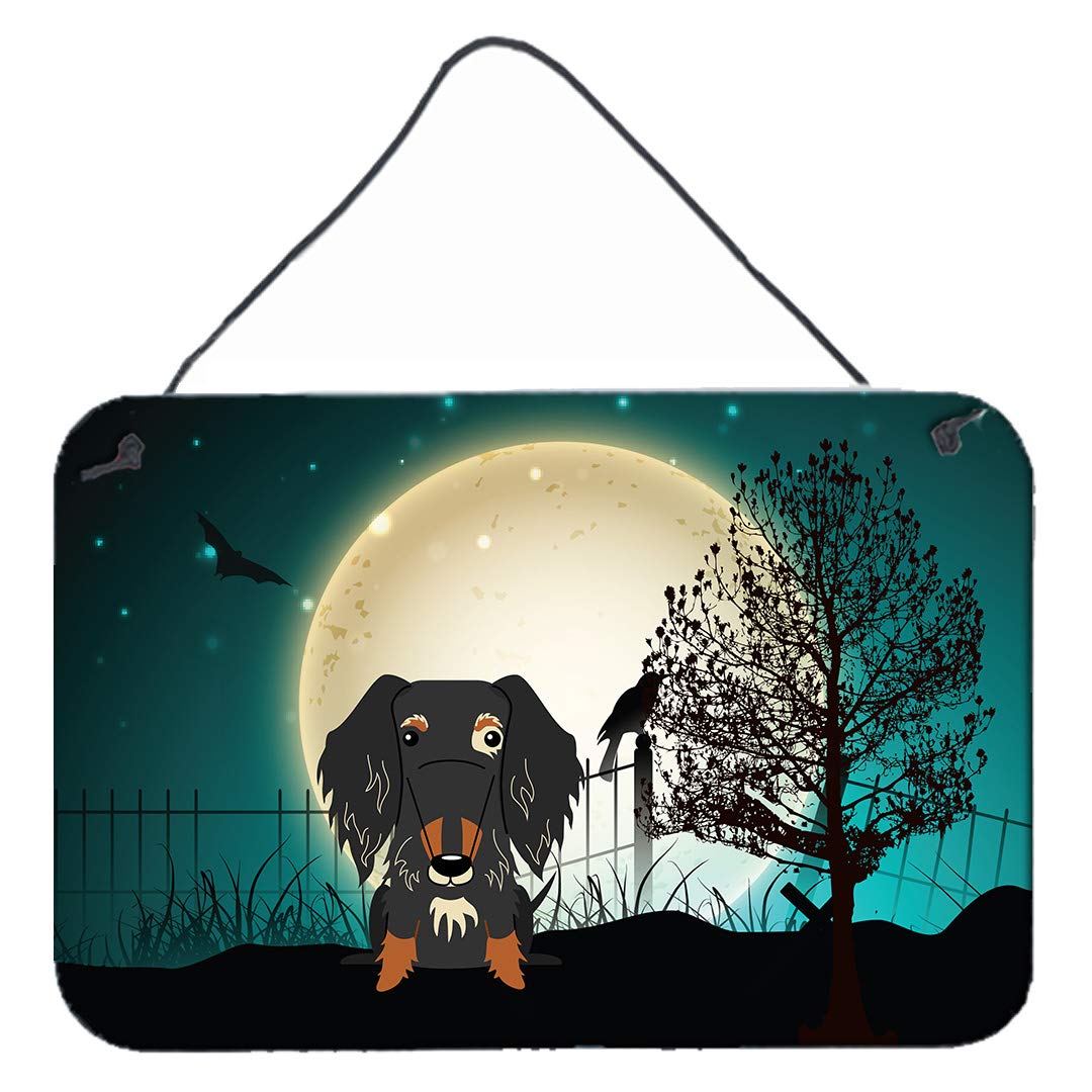 Caroline tesoros del Halloween Scary alambre pelo perro salchicha Dapple pared o para colgar en puerta Prints bb2318ds812, multicolor, 8 pulgadas x 12 pulgadas