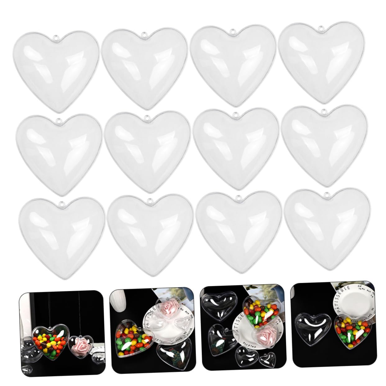 PRETYZOOM 48 Piezas Caja de Amor Transparente Decorar Bola Hueca Claro Adornos de Navidad Bolas Transparentes rellenables Cajas de plástico Transparente Cajas de Transparentes