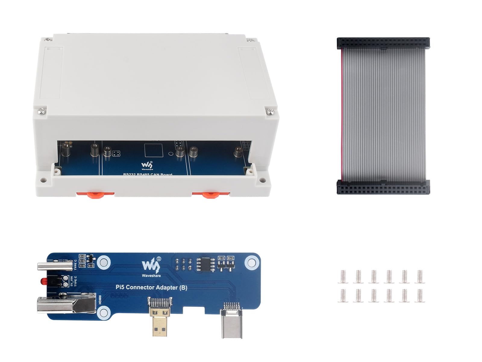 Waveshare Isolated RS232/RS485/CAN/CAN FD Expansion Board, Compatible with Raspberry Pi 5/4B, Expands 2X RS485, 1x RS232/CAN FD/CAN, Extending NVME/ETH/USB and 4G/5G by PCIe, Wall-mount & Rail-mount
