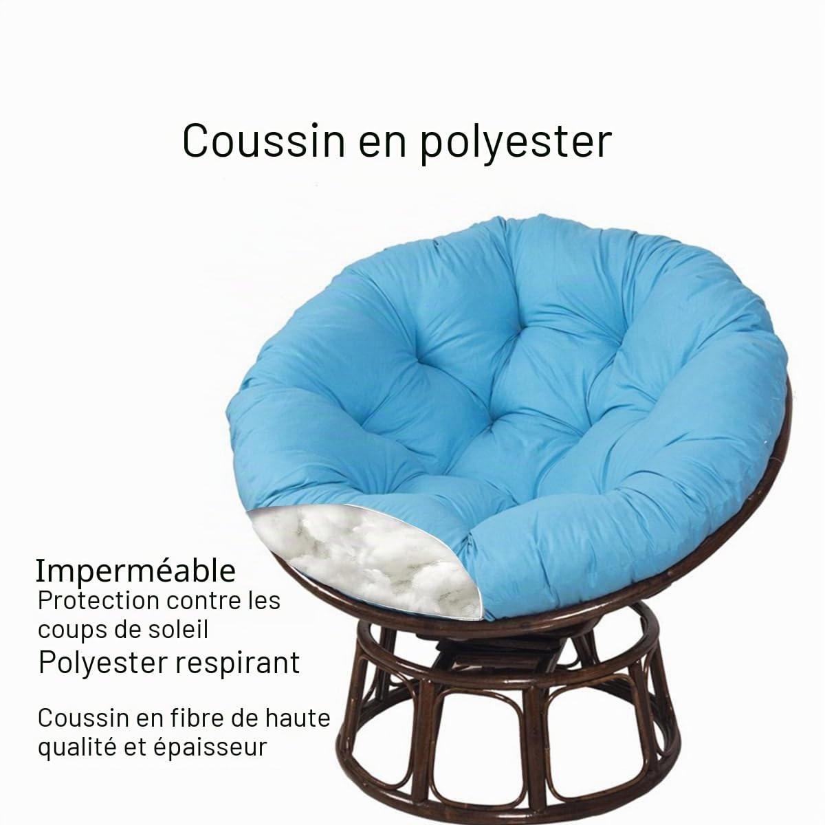 Générique Coussins de Chaise Ronds, Impermeable Coussin Chaises de Jardin Exterieur Intérieur Salon Balcon Fauteuil(Blue,80X80CM)