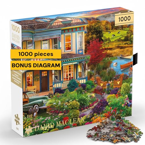 Rompecabezas Buffalo Games - Jardín y Casa del Campo, 1000 piezas para adultos | Arte de David Maclean, acabado con laminado dorado, incluye póster, tablero reciclado miniatura 1