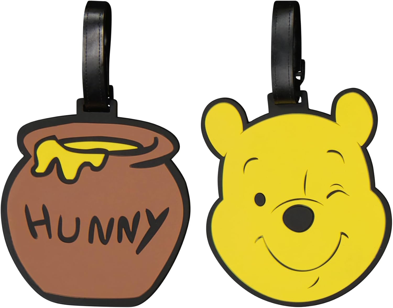 FUL Disney Classic 2-Piece Suitcase ID Tag Set with Adjustable Straps, Winnie the Pooh, Multi, One Size