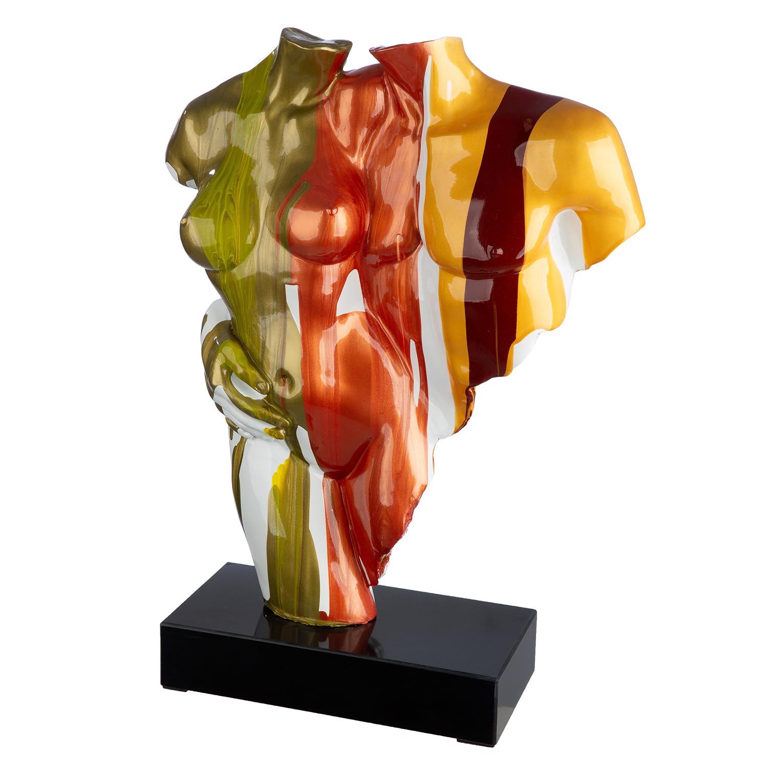 GILDE Sculpture Coppia Colorata – Resin – Multicoloured – Shiny – Couple Motif – Torso – Height 49 cm x Width 35 cm