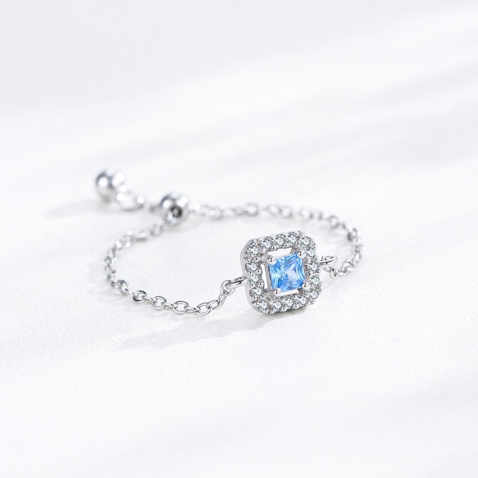 Pierścionek zaręczynowy dla kobiet, topaz i diamenty, łańcuszek Halo, obrączki ślubne 750 białe złoto, 9/14/18K białe złoto & Pt950 rozmiar 47 (15,0)-65 (20,7)