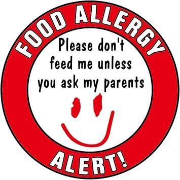 50pcs 50mm Children Food Allergen Warning Stickers Kids Baby Allergies Sign