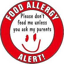 MeshaKippa 50pcs 50mm Children Food Allergen Warning Stickers for Kids with Baby Allergies Signs