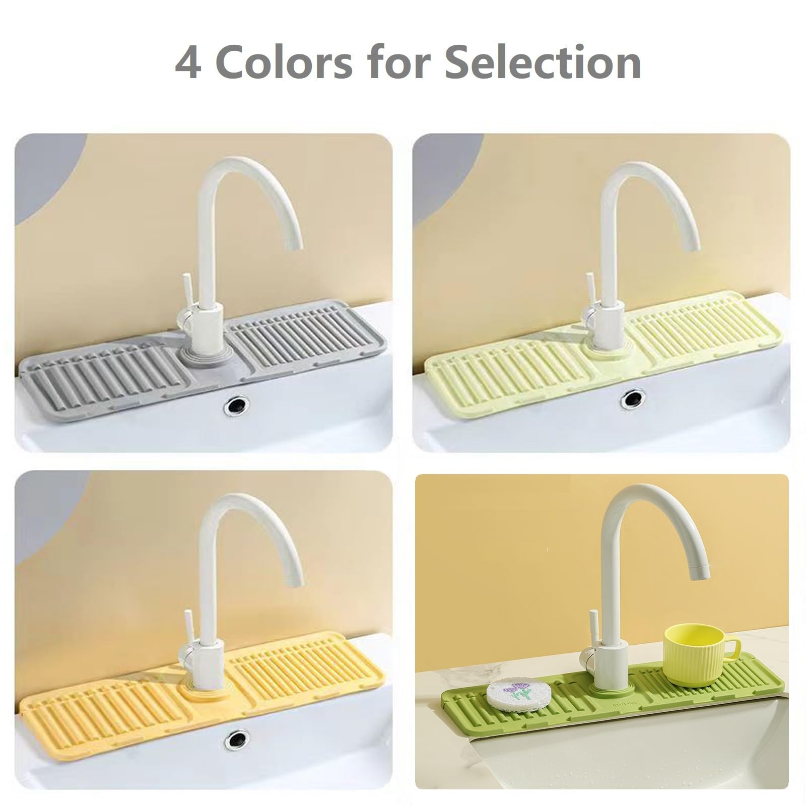 Silicone Faucet Splash Guard & Drying Mat - Waterproof Sink Mat For Kitchen & Bathroom, Angled Drain Design, Fits Most Faucets, Easy Clean