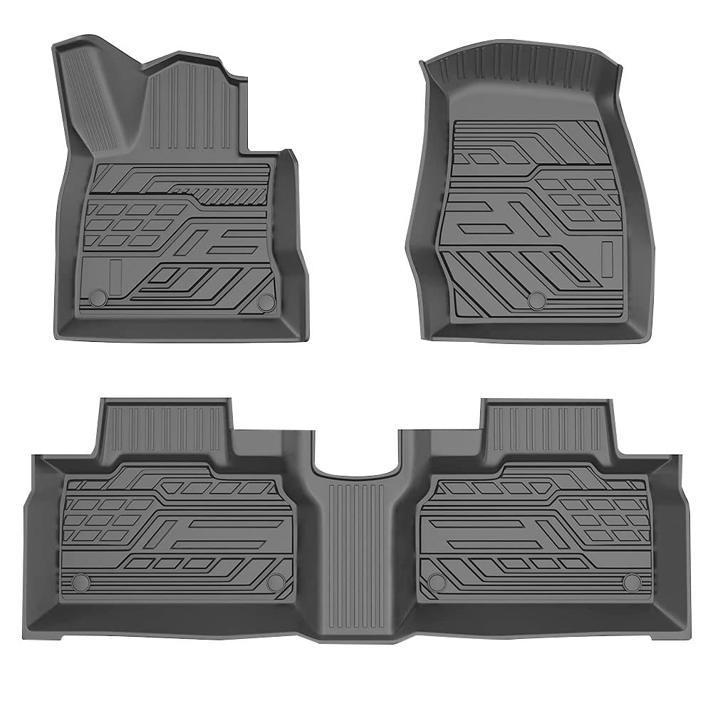 Photo 1 of Aosky Floor Liner Floor Mat Compatible with 2020-2023 Ford Explorer Crew Cab New Body (5-Passenger Model), All Weather Durable Non-Slip Rubber (1st & 2nd Row Black) 5 Passenger Model
