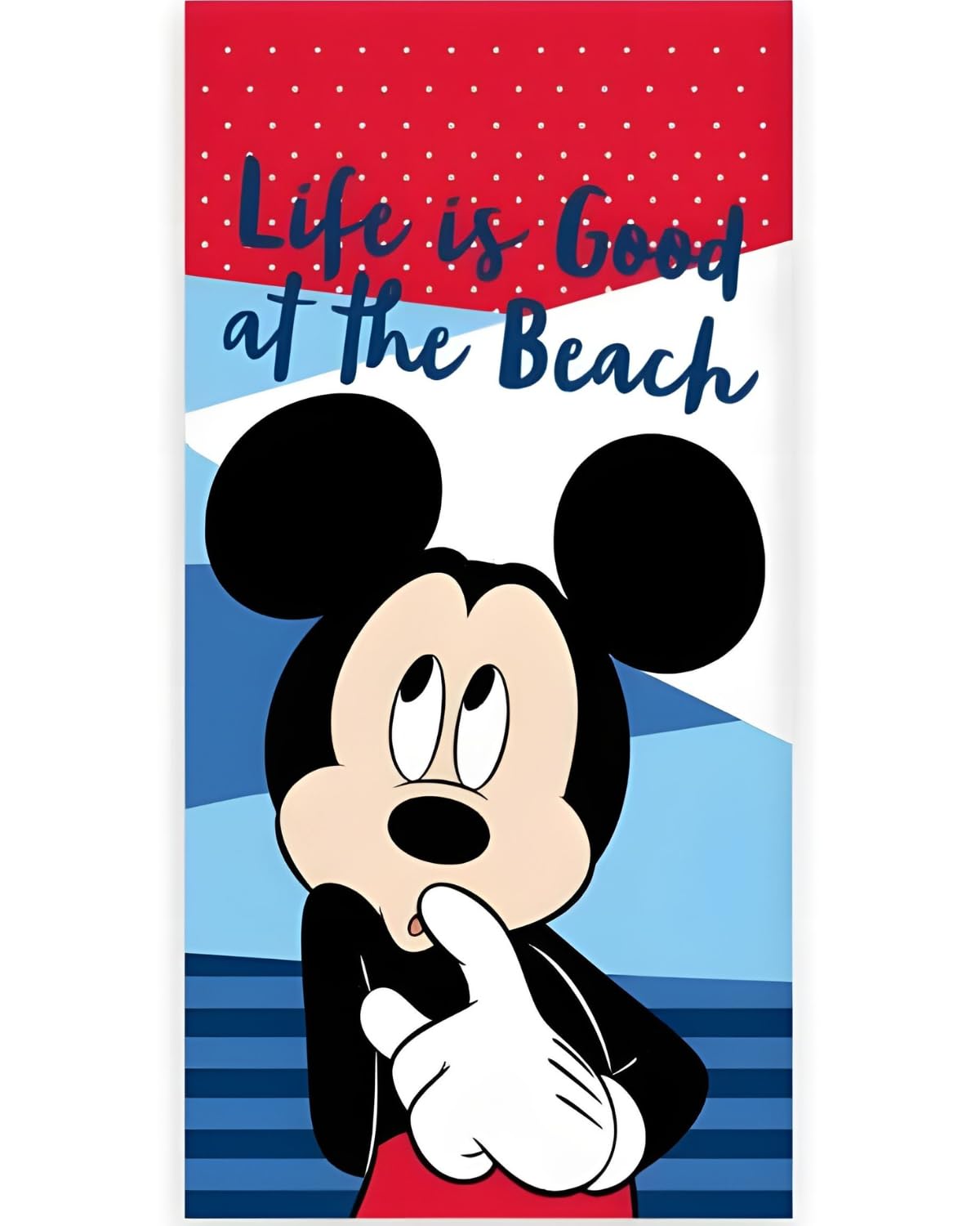 BrandMac Disney Mickey Mouse Beach & Bath Towel 70x140cm, 100% Cotton | Soft & Absorbent Kids Bath & Swim Towel | “Classic Mickey” Red & Black Iconic Disney Design | Ideal for Beach, Bath and Pool — image 1