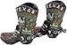 Texas Mini Boot Pen/Pencil Holder, Vase With Texas Attractions And Major Cities Printed Rustic Boot With Horseshoes Star Printed 2 Pc Pack