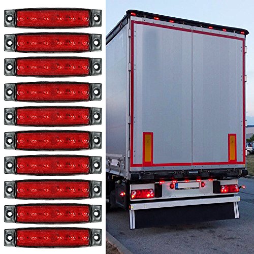 MASO 10 luces laterales de 6 luces LED rojas para camión, remolque,...