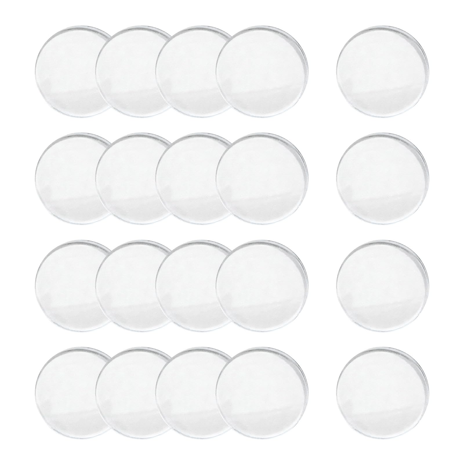 20-Pack Clear Glass Table Bumpers - 25mm x 2mm Non-Adhesive Anti-Slip Pads, Transparent Spacers to Prevent Movement & Scratches (No Residue)