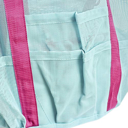 Zoie + Chloe Beach Mesh Tote Bag - 8 Pockets, Zipper, Key Hook & Carabiner3