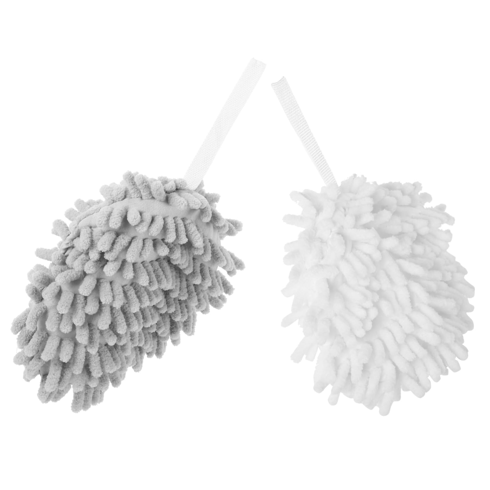 Garneck 2pcs Chenille Hand Towels Absorbent Quick Dry Bathroom Kitchen Towels Grey for Families and Everyday Use